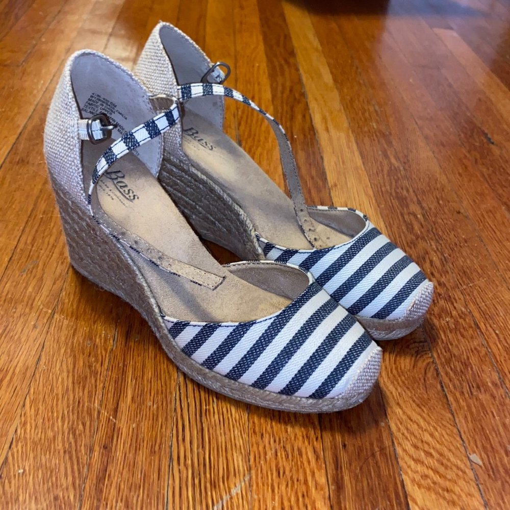 Striped Wedged Sandals